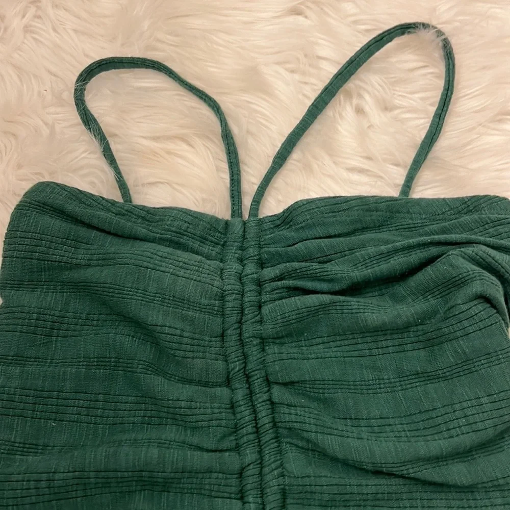 NWT Anthropologie Pilcro Ruched Ribbed Halter Top - Green - size XXS - Picture 8 of 14